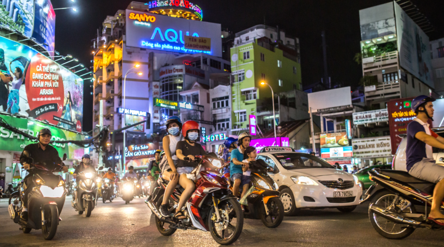 Rush hour on October 31, 2016 in Saigon, Vietnam